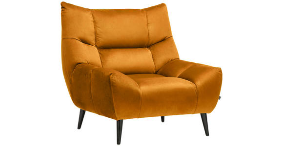 SESSEL in Mikrofaser Currygelb  - Currygelb/Schwarz, Design, Textil/Metall (100/104/99cm) - Xora