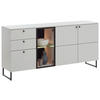 SIDEBOARD 183/87/42 cm  in Schwarz, Grauweiss  - Schwarz/Grauweiss, Lifestyle, Glas/Holzwerkstoff (183/87/42cm) - Valdera