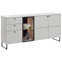 SIDEBOARD 183/87/42 cm  in Schwarz, Grauweiss  - Schwarz/Grauweiss, Lifestyle, Glas/Holzwerkstoff (183/87/42cm) - Valdera
