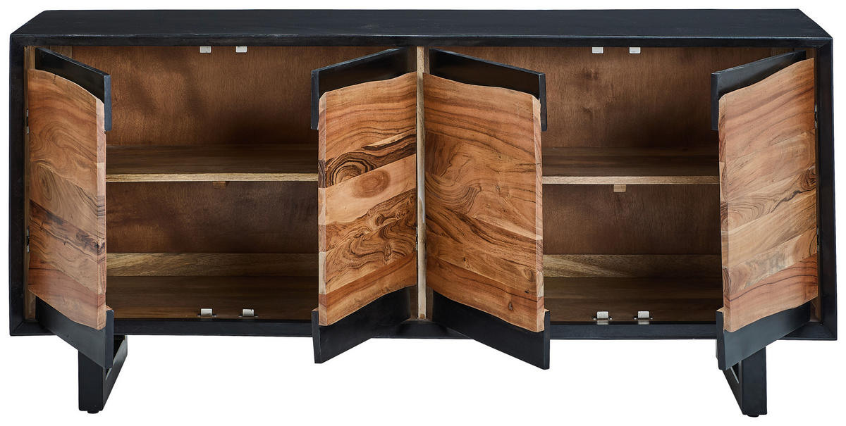 SIDEBOARD  168/76/61 cm  - Schwarz/Naturfarben, Design, Holz/Metall (168/76/61cm) - Livetastic