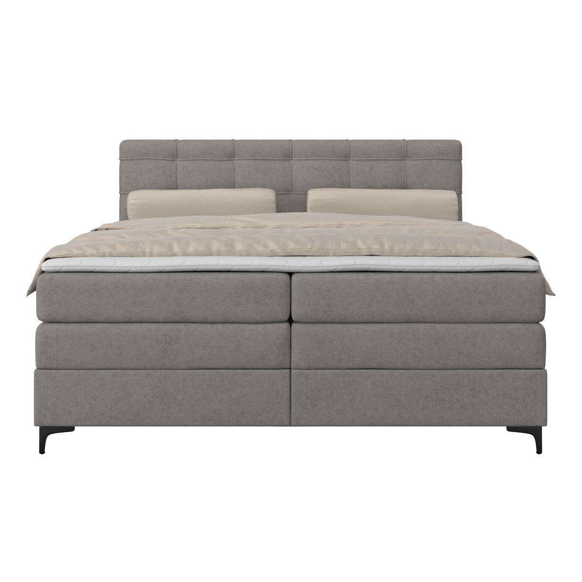 BOXSPRINGBETT 160/200 cm,  in Taupe, H3 = fest  - Taupe/Schwarz, KONVENTIONELL, Kunststoff/Textil (160/200cm)