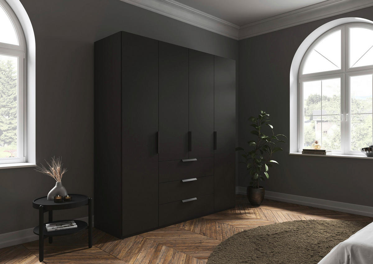 DREHTÜRENSCHRANK 201/223/61 cm,  in Graphitfarben, 4-türig  - Graphitfarben, Basics, Holzwerkstoff/Metall (201/223/61cm) - Novel