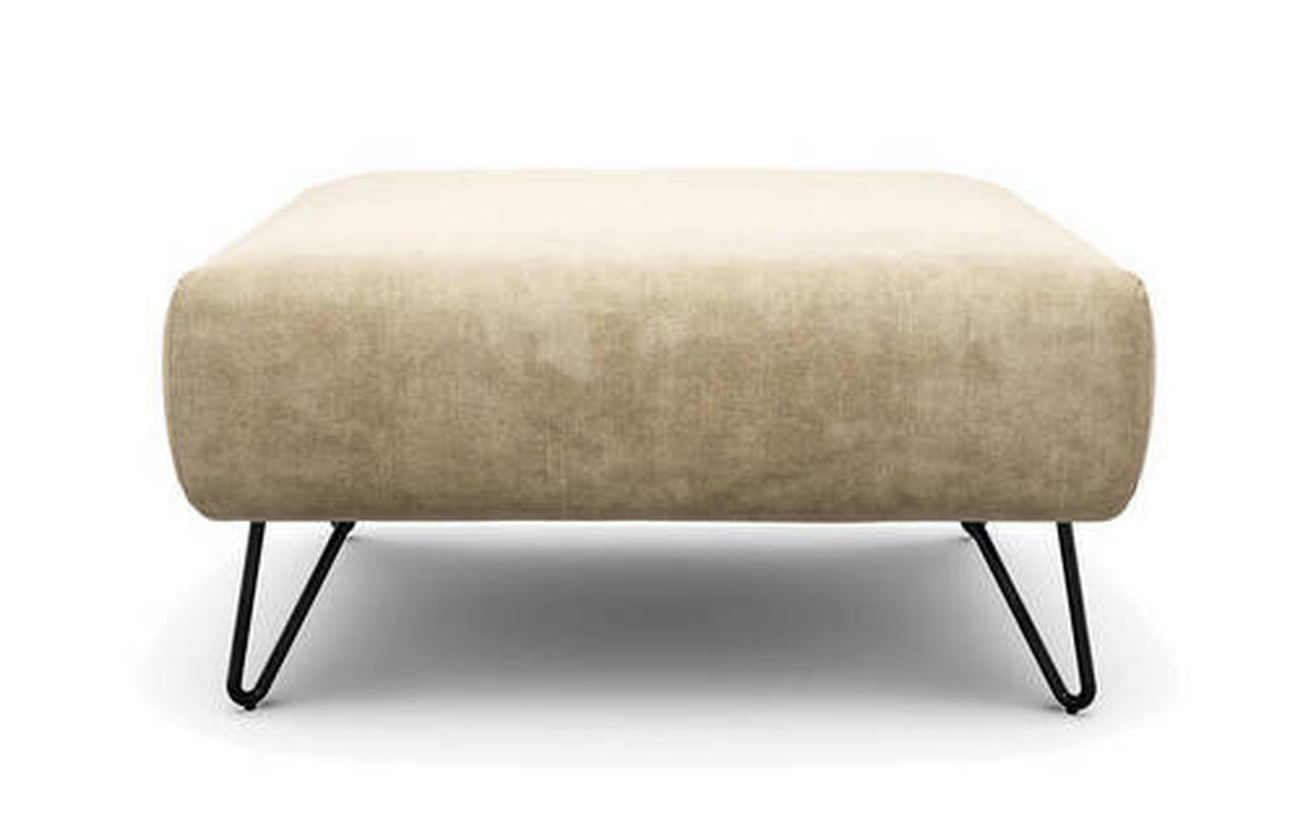 HOCKER in Textil Naturfarben  - Schwarz/Naturfarben, Design, Textil/Metall (90/70/46cm) - SENSOO