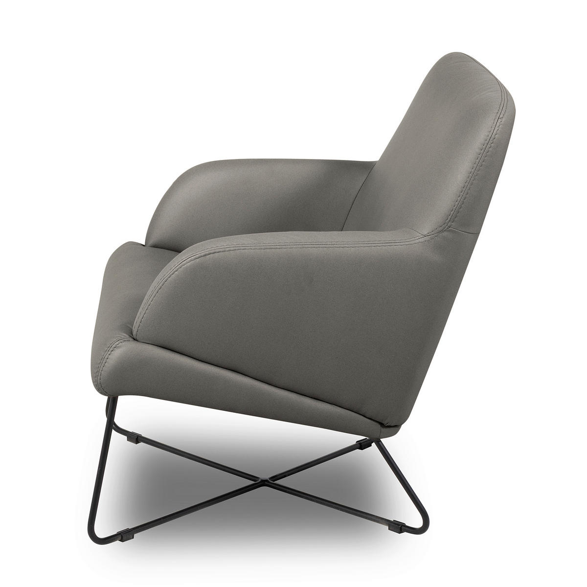 SESSEL in Lederlook Schieferfarben, Beige  - Schieferfarben/Beige, Design, Textil/Metall (67/87/74cm) - Livetastic