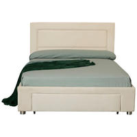 Pat Tapițat, 160/200 cm, crem - crem/culoare crom, Design, plastic/lemn (160/200cm) - Carryhome