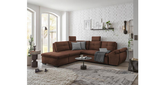 ECKSOFA in Mikrovelours Kupferfarben - Schwarz/Kupferfarben, KONVENTIONELL, Kunststoff/Textil (217/265cm) - Carryhome