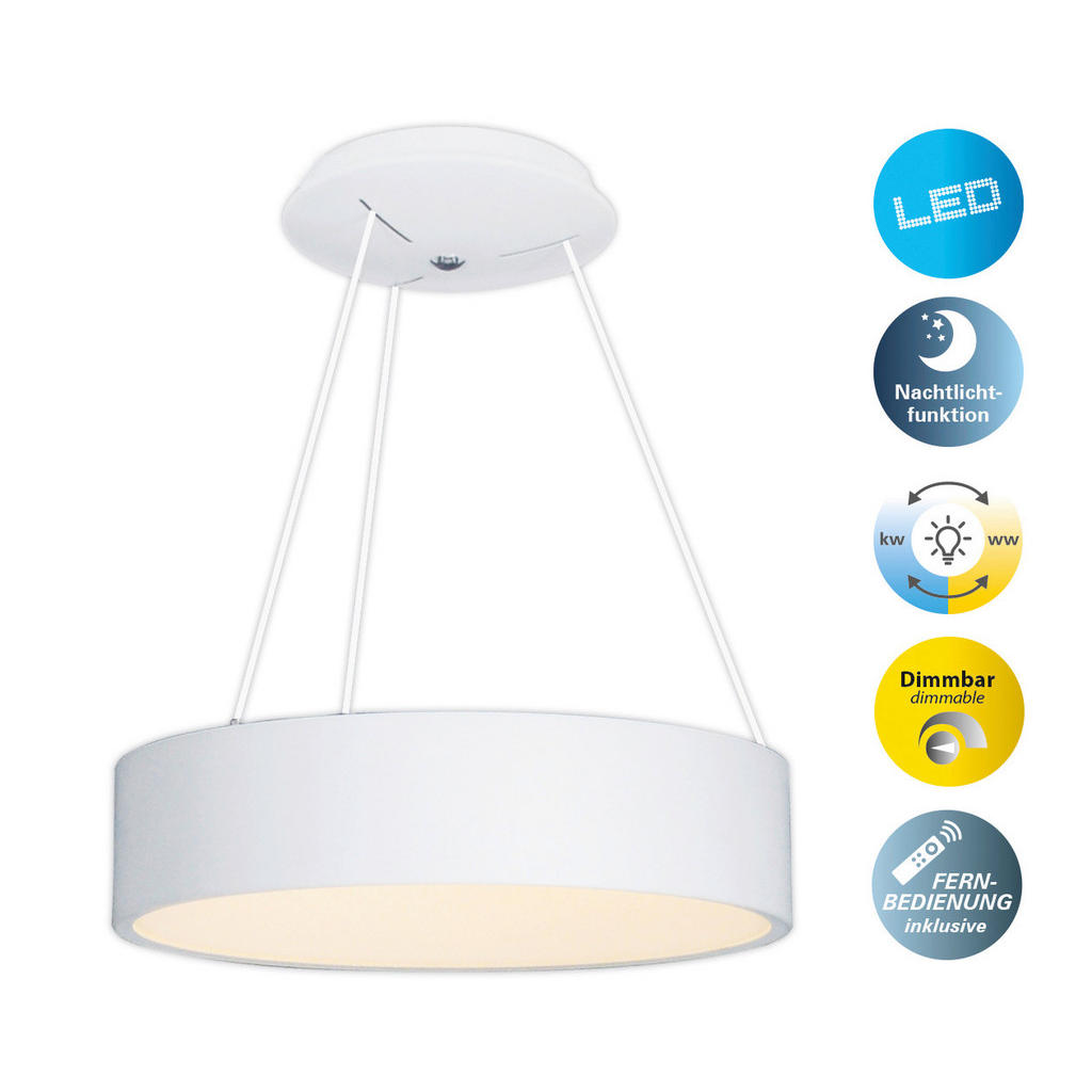 Thumbnail - Näve Led-Hängeleuchte Carla, Weiß, Metall, Kunststoff, 150 cm, Farbtemperaturwechsler, Lampen & Leuchten, Innenbeleuchtu...