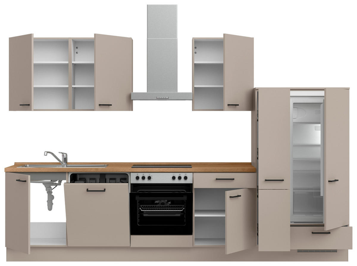 KÜCHENBLOCK Easytouch 330 cm  in Eichefarben, Sandfarben  - Sandfarben/Eichefarben, MODERN, Holzwerkstoff/Metall (330cm) - Nobilia