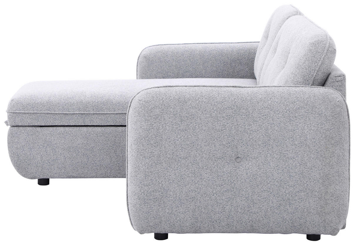 ECKSOFA Hellgrau Chenille  - Hellgrau/Schwarz, Design, Kunststoff/Textil (154/221cm) - Carryhome