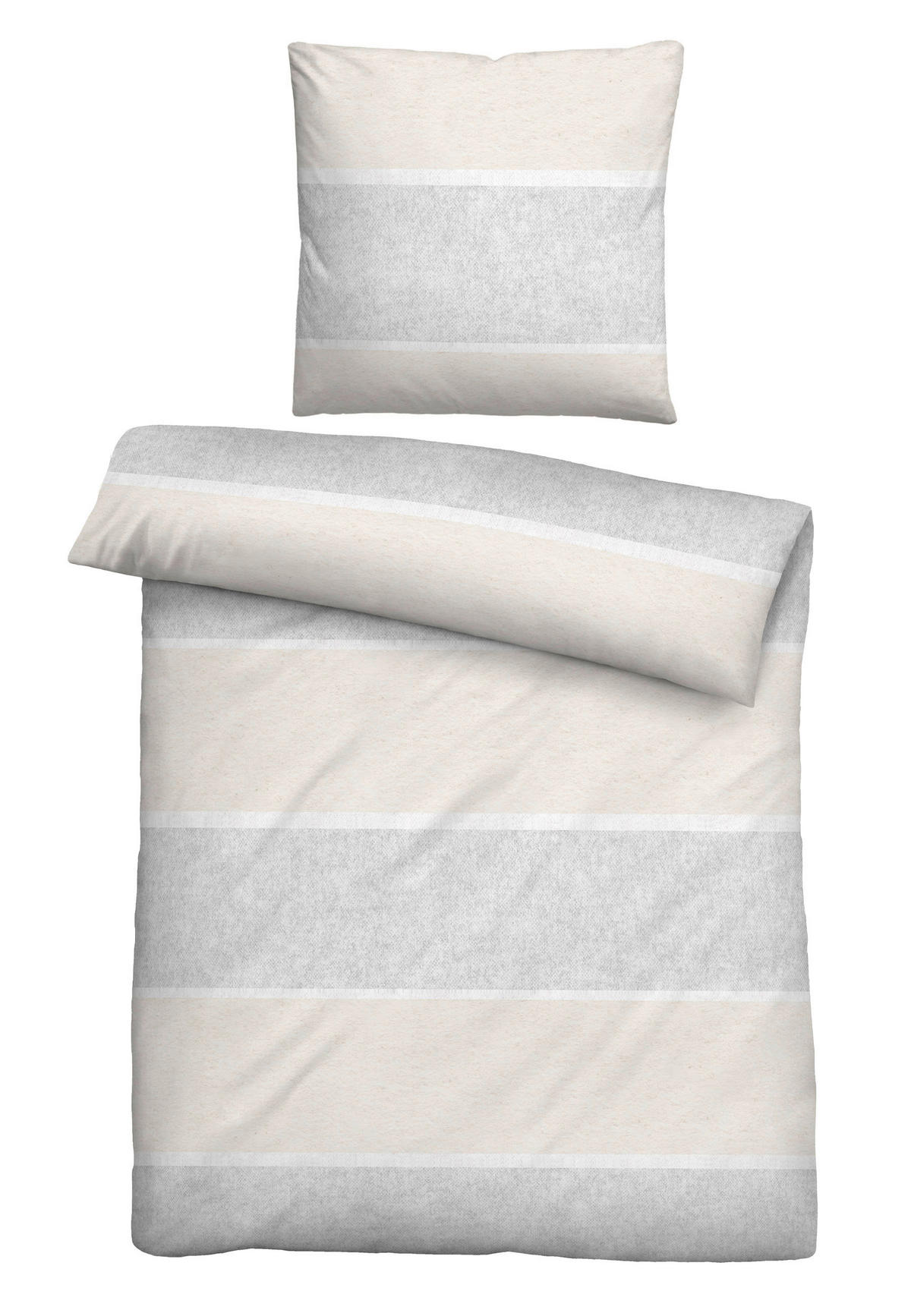 BETTWÄSCHE Flanell 155/220 cm  - Beige/Hellgrau, Design, Textil (155/220cm) - Novel