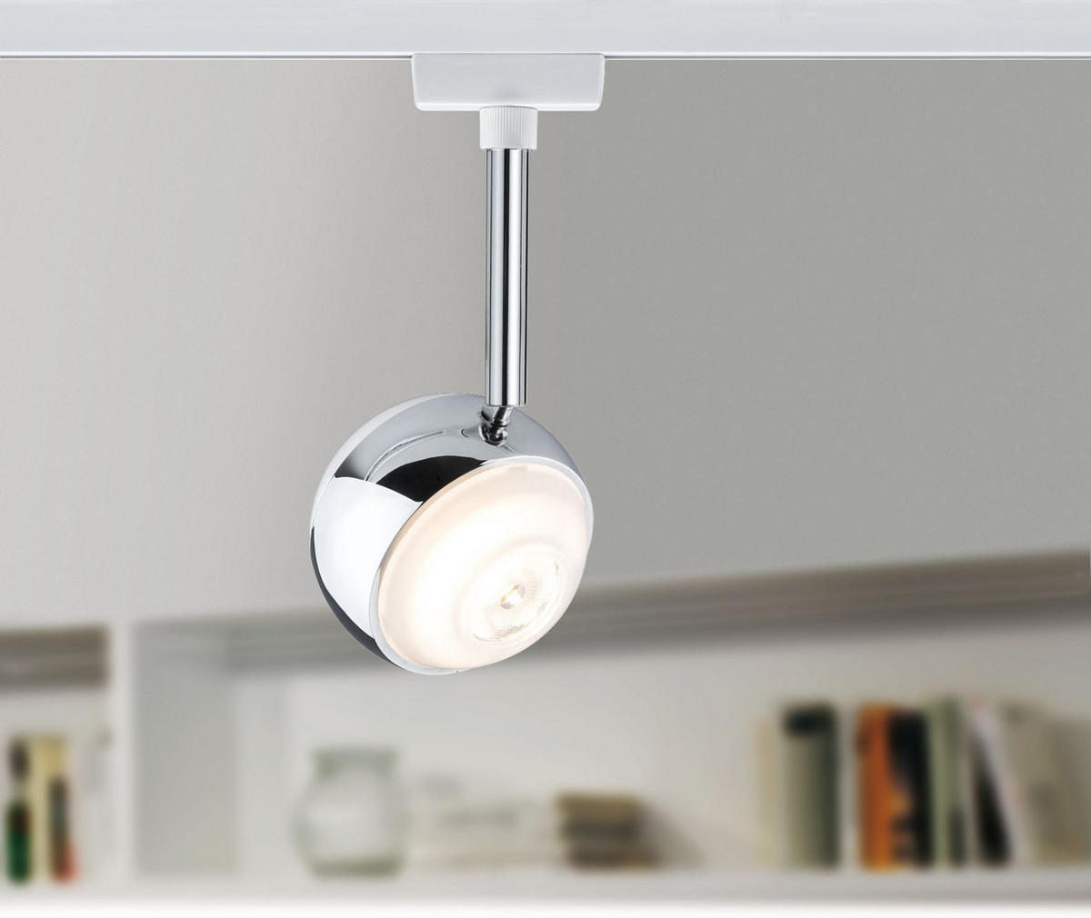 SCHIENENSYSTEM-STRAHLER URail 8/21/8 cm   - Chromfarben/Weiß, Design, Metall (8/21/8cm) - Paulmann