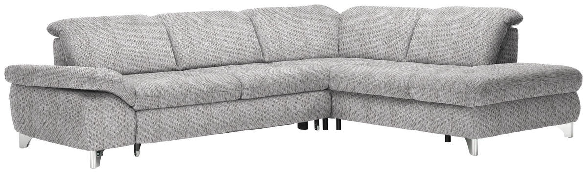 ECKSOFA in Webstoff Hellbraun  - Chromfarben/Hellbraun, Design, Textil/Metall (319/260cm) - Beldomo Style