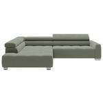 ECKSOFA in Cord Dunkelgrün  - Chromfarben/Dunkelgrün, KONVENTIONELL, Textil/Metall (219/311cm) - Hom`in