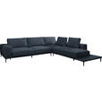 ECKSOFA  in Leinwand Blau  318/271 cm  - Blau/Schwarz, Design, Textil/Metall (318/271cm) - Belluti