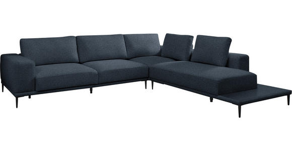 ECKSOFA  in Leinwand Blau  318/271 cm  - Blau/Schwarz, Design, Textil/Metall (318/271cm) - Belluti