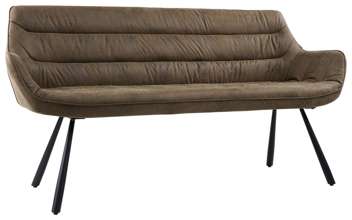 SITZBANK 177,5/87/64 cm Struktur Waldgrün  - Waldgrün/Schwarz, Design, Textil/Metall (177,5/87/64cm) - Hom`in