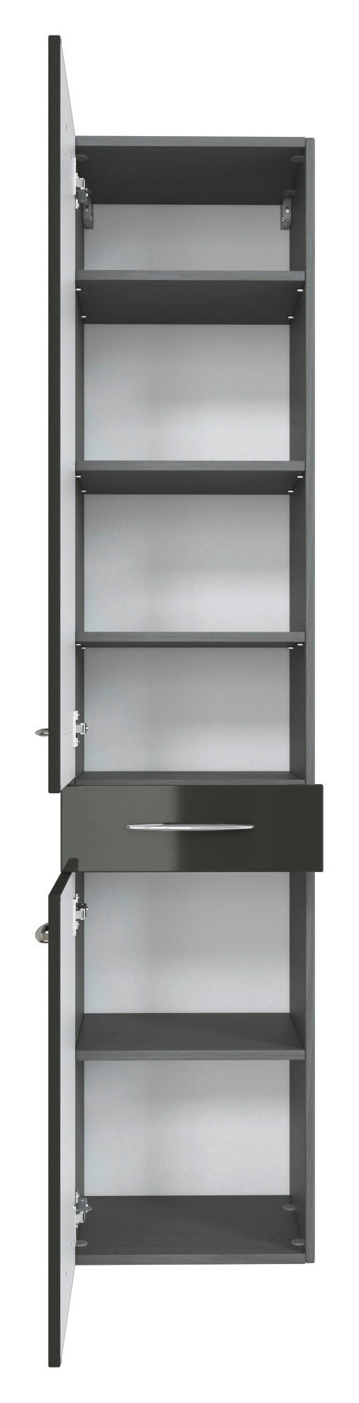 HOCHSCHRANK 40/180/35 cm  - Chromfarben/Graphitfarben, KONVENTIONELL, Holzwerkstoff/Metall (40/180/35cm) - Xora