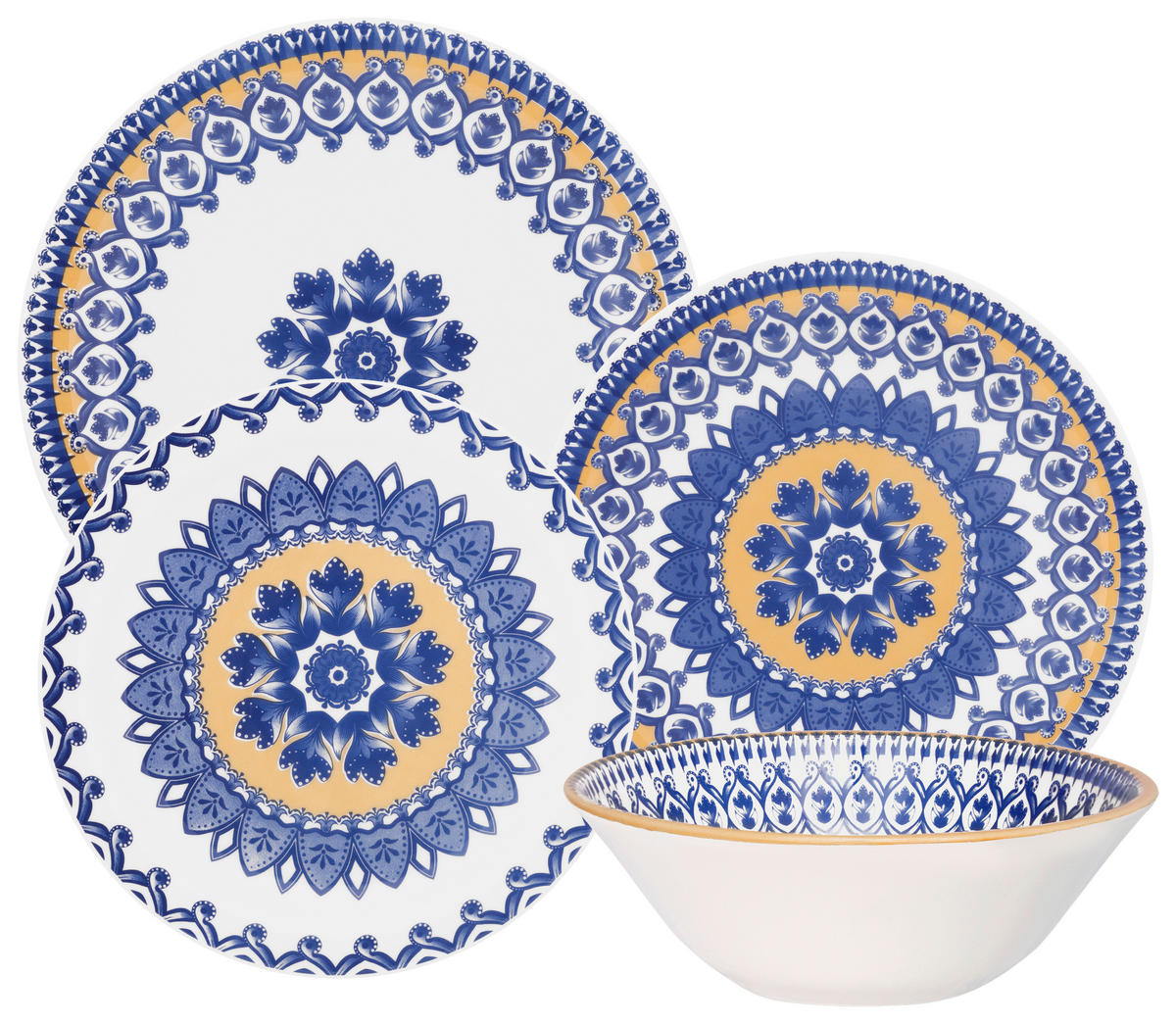 KOMBISERVICE CELIA 16-teilig  - Blau/Gelb, LIFESTYLE, Keramik - Novel