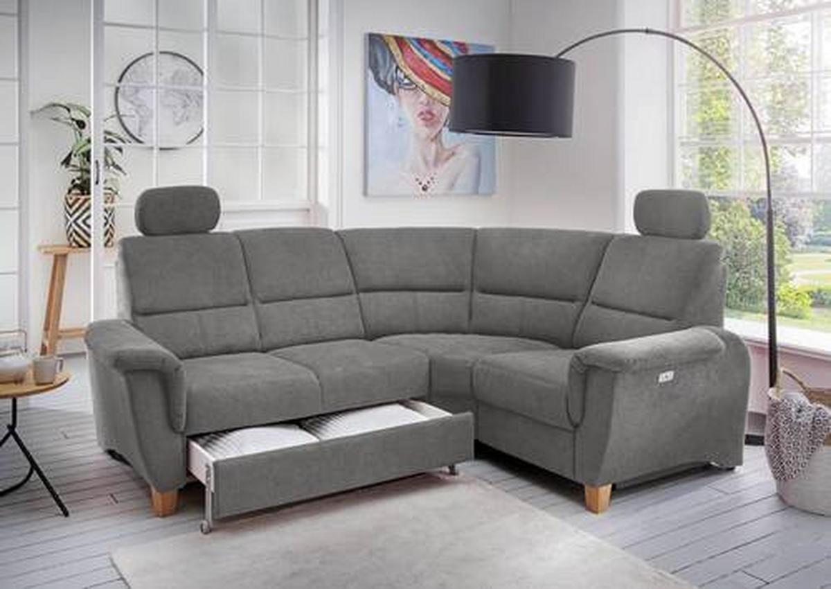 ECKSOFA in Struktur Dunkelgrau  - Wildeiche/Dunkelgrau, Konventionell, Holz/Textil (237/186cm) - Livetastic