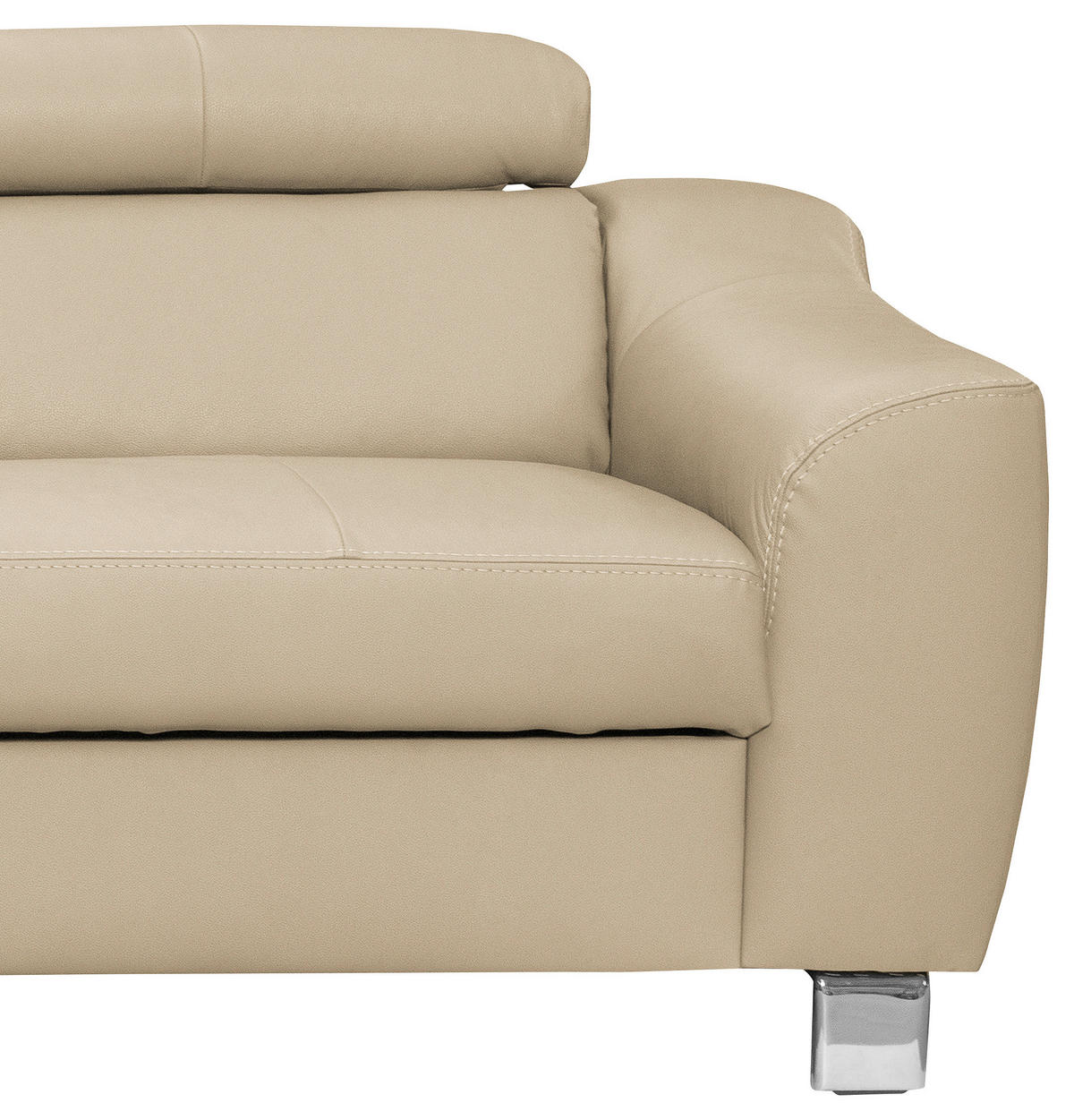 ECKSOFA in Lederlook Echtleder Beige  - Chromfarben/Beige, Design, Leder/Textil (208/245cm) - Livetastic