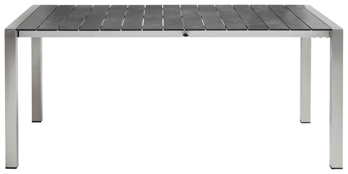 GARTENTISCH 180-248/100/74 cm Metall, Kunststoff rechteckig  - Edelstahlfarben/Dunkelgrau, KONVENTIONELL, Kunststoff/Metall (180-248/100/74cm) - Amatio