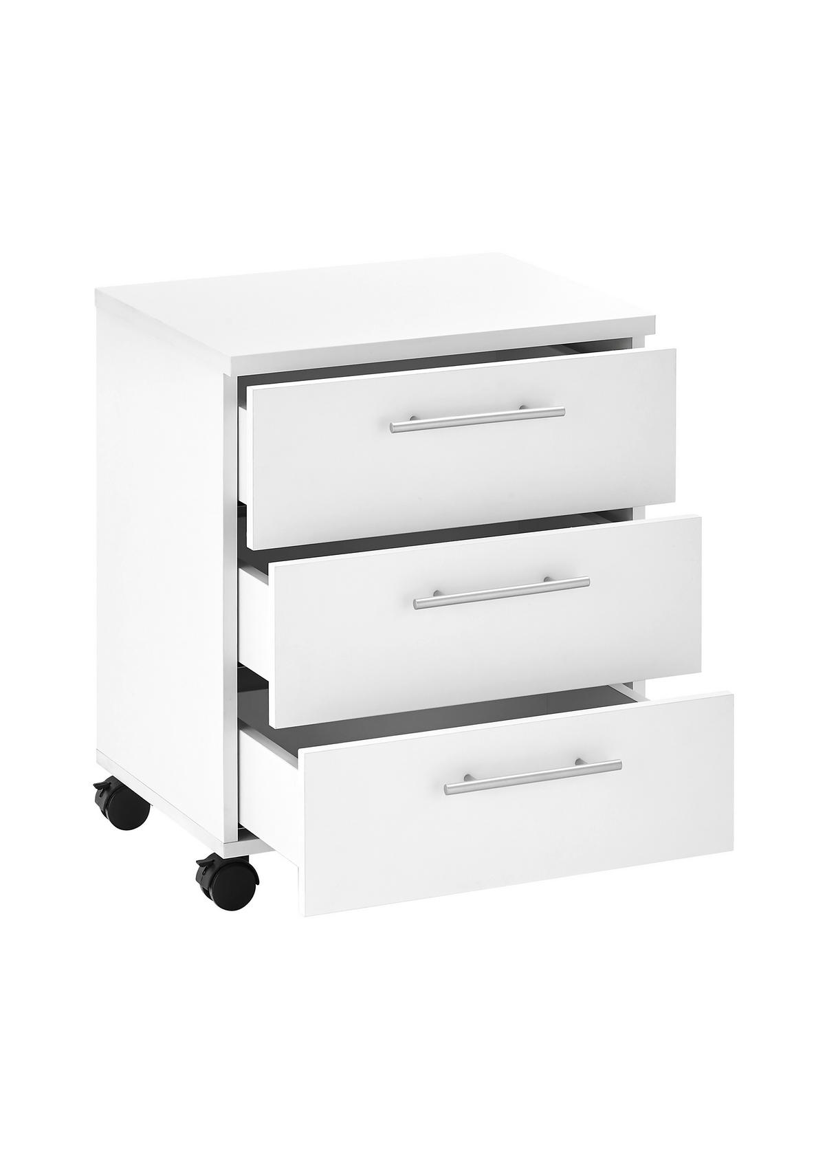 ROLLCONTAINER Weiß  - Silberfarben/Weiß, MODERN, Holzwerkstoff/Kunststoff (40/56/39cm) - Carryhome