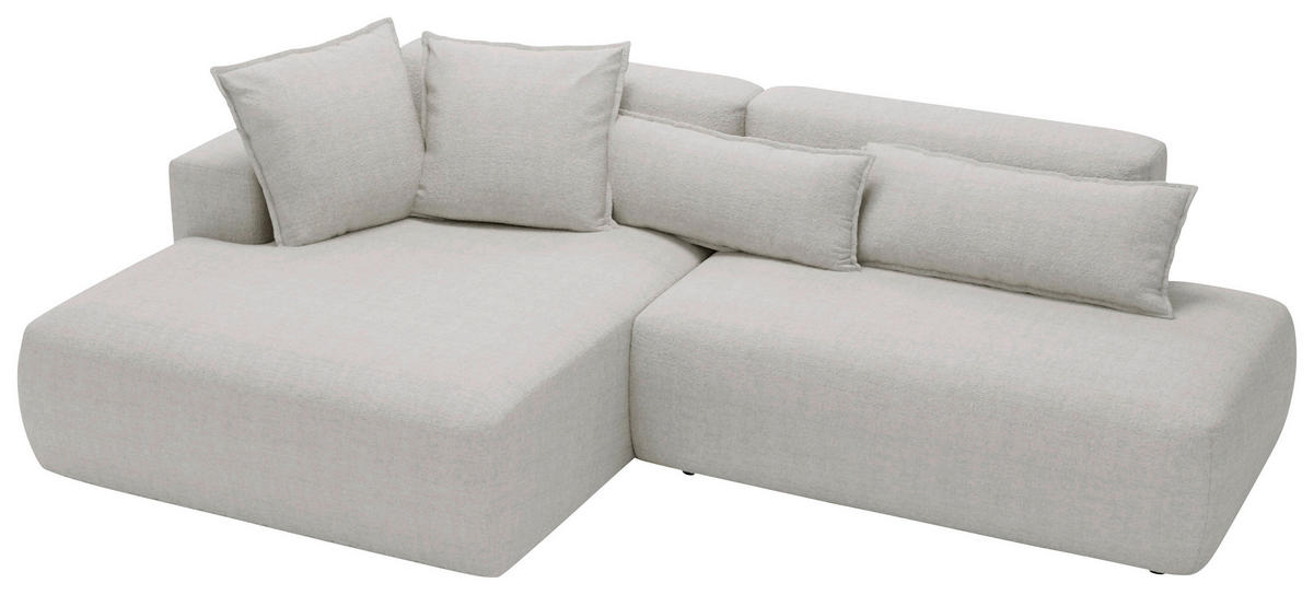 ECKSOFA Chenille Hellgrau  - Hellgrau/Schwarz, Design, Kunststoff/Textil (160/284cm) - Livetastic