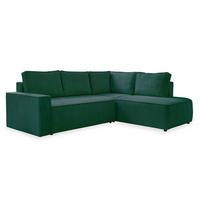 ECKSOFA 247/194 cm  in Cord Dunkelgrün Rückenkissen, Bettkasten  247/194 cm  - Dunkelgrün/Schwarz, Design, Kunststoff/Textil (247/194cm) - MID.YOU