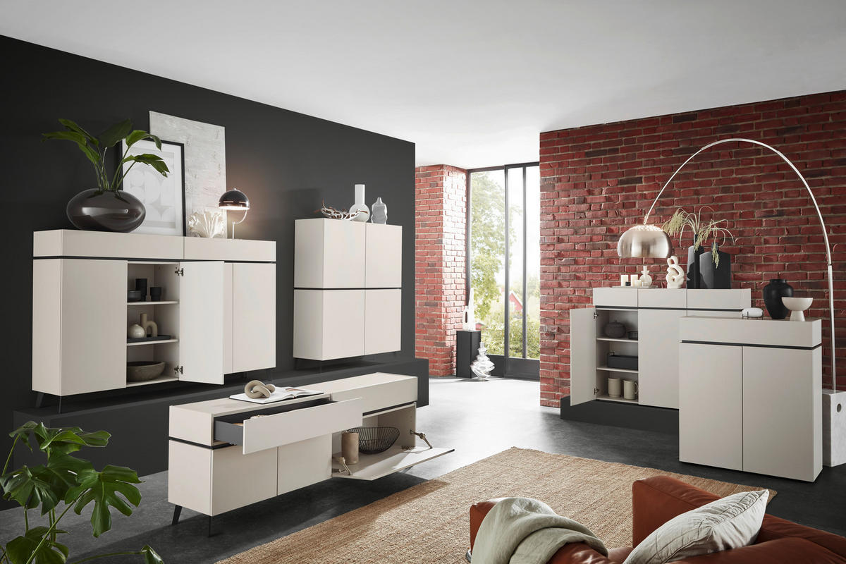 TV-SZEKRÉNY 180/57/40 cm  - fekete/kasmír, Design, műanyag/faalapú anyag (180/57/40cm) - Voleo