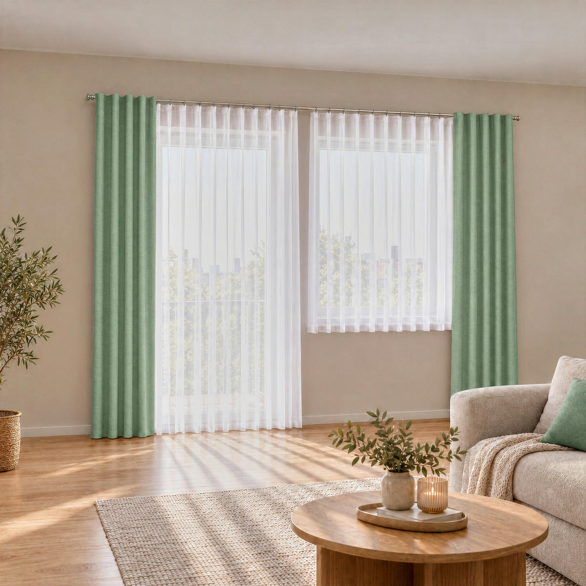 KÉSZFÜGGÖNY áttetsző  - fehér, Basics, textil (300/245cm) - Esposa