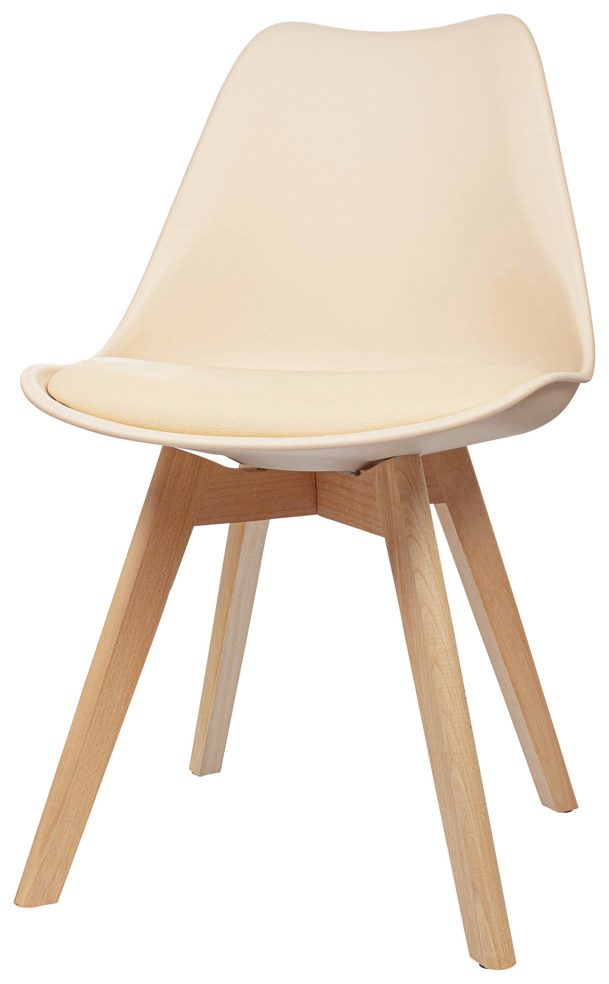 STUHL-SET 4 Stück  in Lederlook  - Beige/Buchefarben, MODERN, Holz/Textil (48/87/56cm) - MID.YOU