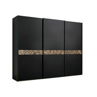 SCHWEBETÜRENSCHRANK Anthrazit, Schwarz, Eiche dunkel  - Eiche dunkel/Anthrazit, Design, Glas/Holz (280/222/68cm) - Dieter Knoll