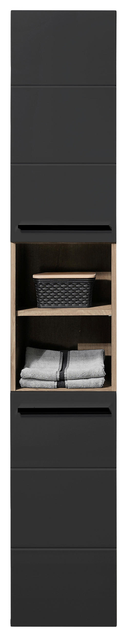 HOCHSCHRANK 34/190/31 cm  - Eichefarben/Schwarz, Basics, Holzwerkstoff/Kunststoff (34/190/31cm) - MID.YOU