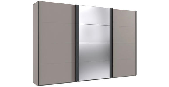 SCHWEBETÜRENSCHRANK  in Graphitfarben, Sahara  - Schwarz/Graphitfarben, KONVENTIONELL, Glas/Holzwerkstoff (360/236/64cm) - Carryhome