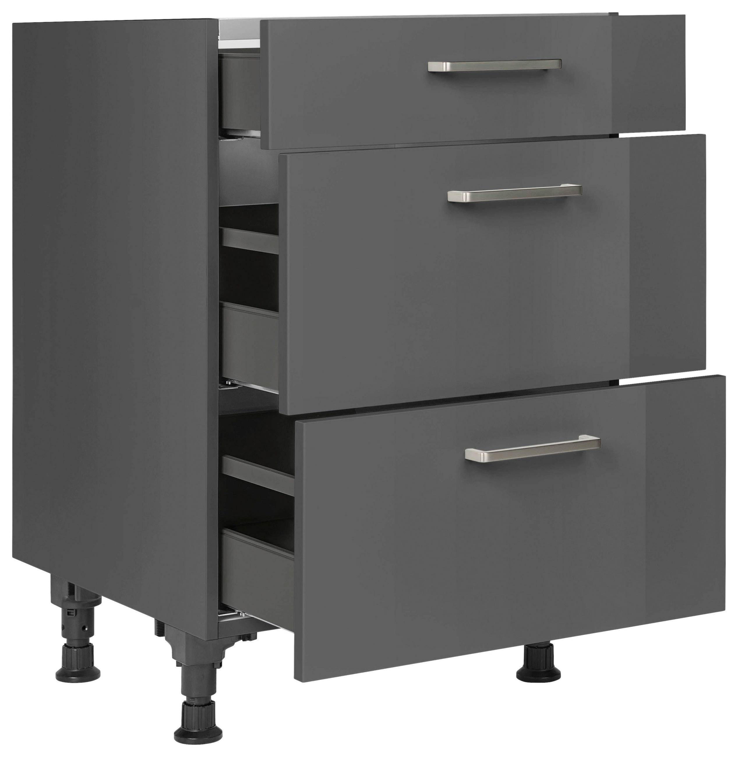 KOCHFELDUMBAUSCHRANK 60/87/56 cm  in Schieferfarben  - Schieferfarben/Edelstahlfarben, MODERN, Holzwerkstoff/Metall (60/87/56cm) - Nobilia