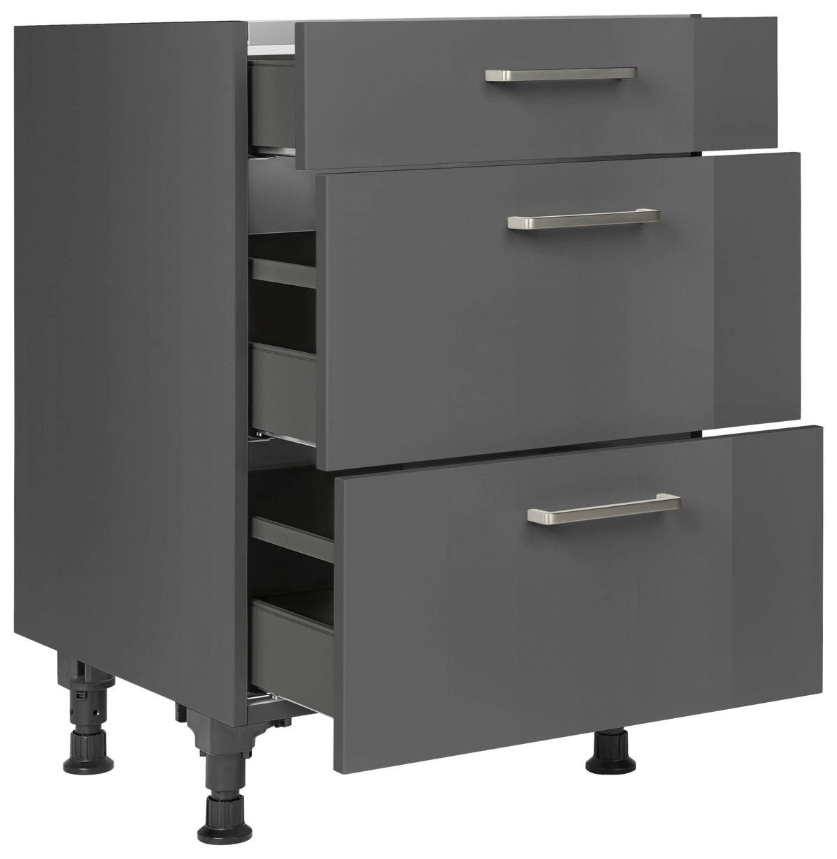 KOCHFELDUMBAUSCHRANK 60/87/56 cm  in Schieferfarben  - Schieferfarben/Edelstahlfarben, MODERN, Holzwerkstoff/Metall (60/87/56cm) - Nobilia