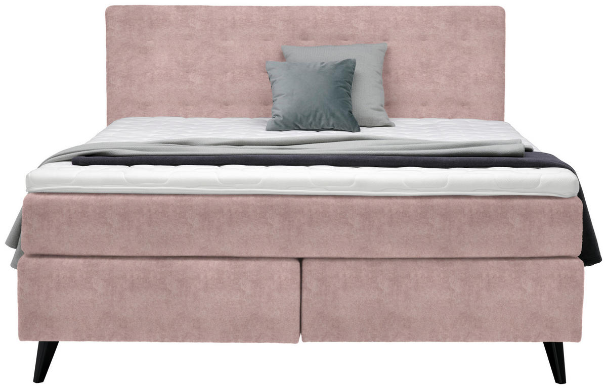 BOXSPRINGBETT 200/200 cm  in Altrosa  - Schwarz/Altrosa, Konventionell, Holz/Textil (200/200cm) - Voleo