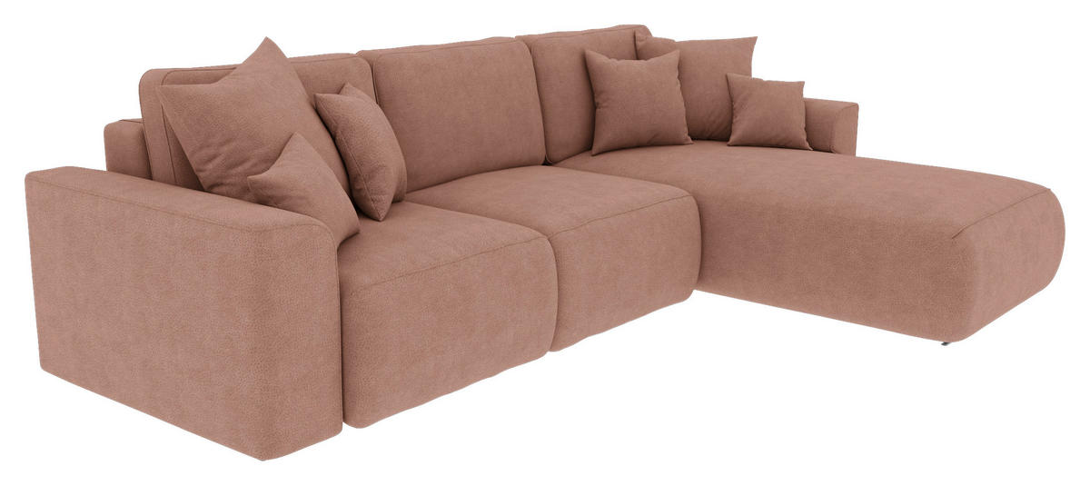 ECKSOFA Taupe Lederlook Zierkissen, Rückenkissen, Bettkasten, Schlaffunktion, Rücken echt, Liegefläche im Originalstoff  - Taupe/Chromfarben, KONVENTIONELL, Kunststoff/Textil (293/195cm) - Carryhome