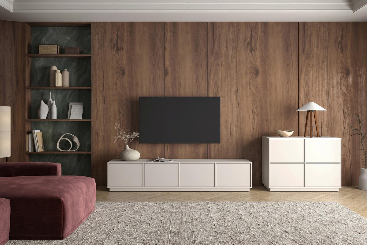 SIDEBOARD Japandi 111/82,5/41,5 cm  - Kaschmir, Design, Holzwerkstoff (111/82,5/41,5cm) - MID.YOU