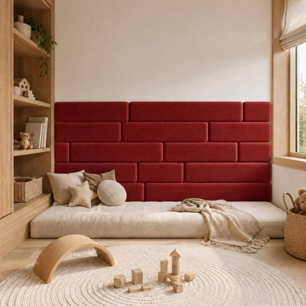 WANDPANEEL 80/20/2.5 cm  - Rot, Basics, Kunststoff/Textil (80/20/2.5cm)