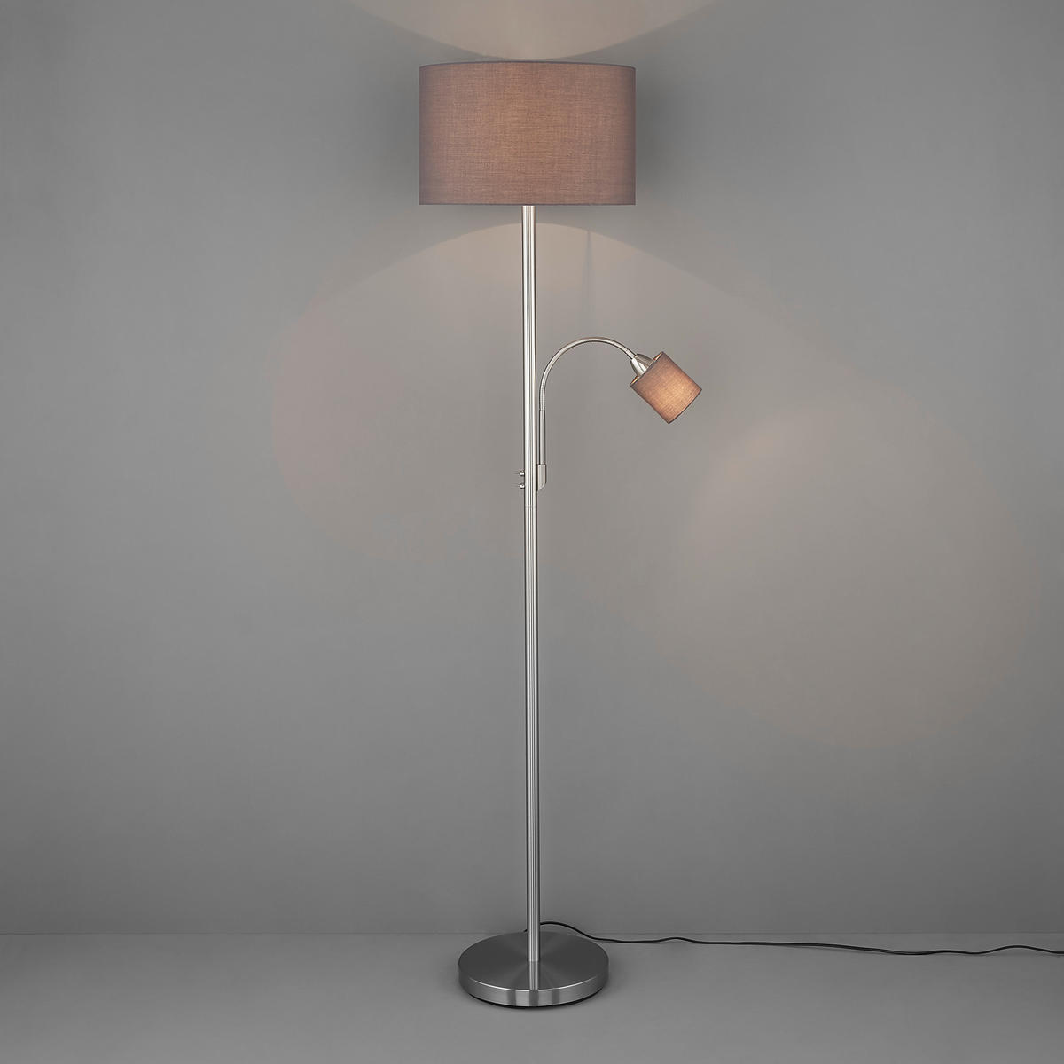 STOJACIA LAMPA, 40/170 cm  - sivá/niklová, Konventionell, kov/textil (40/170cm) - Trio Leuchten