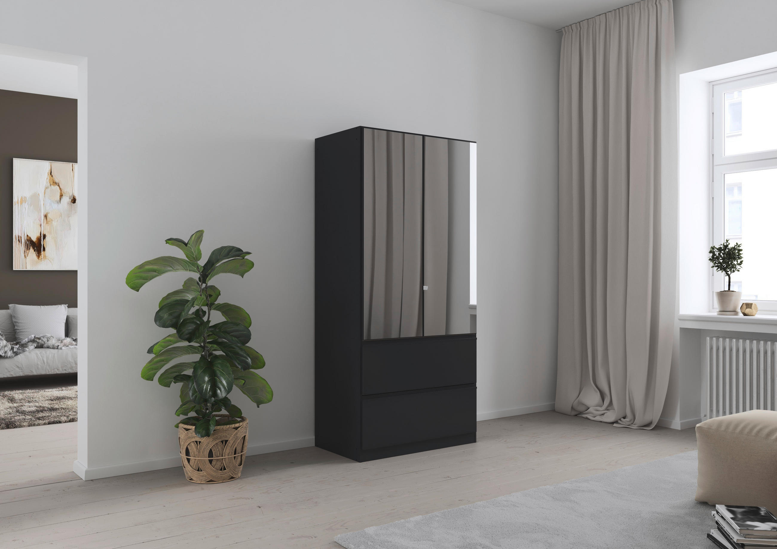 DREHTÜRENSCHRANK in Grau  - Grau, Modern, Holzwerkstoff (91/197/54cm) - Rauch Möbel
