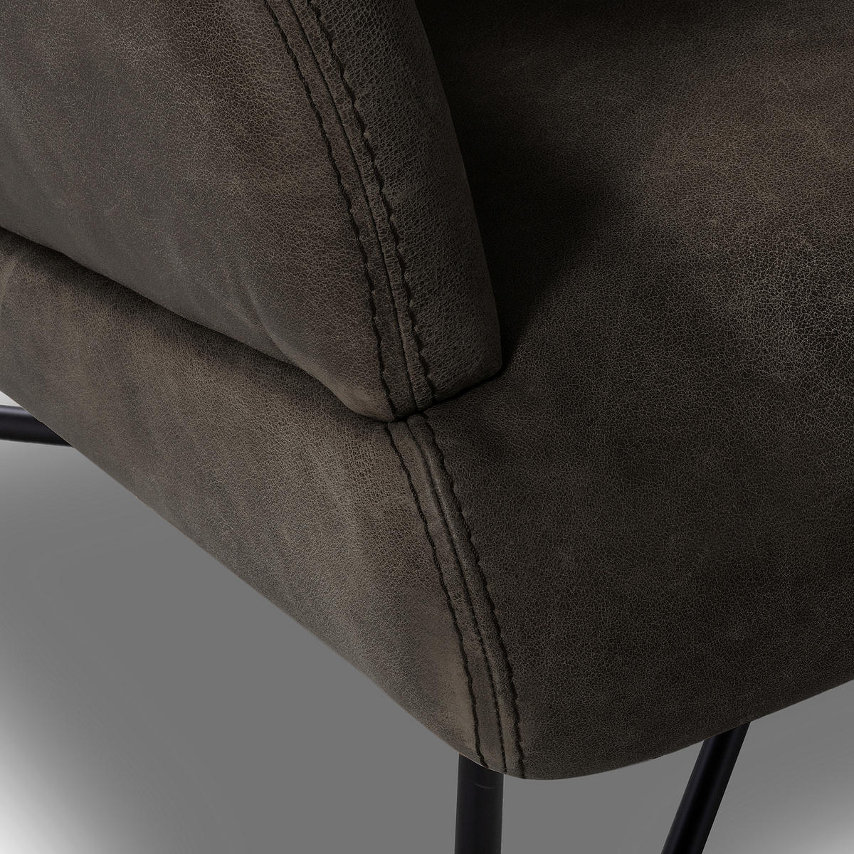 SESSEL in Echtleder Fango  - Fango/Schwarz, Design, Leder/Metall (67/87/74cm) - Livetastic