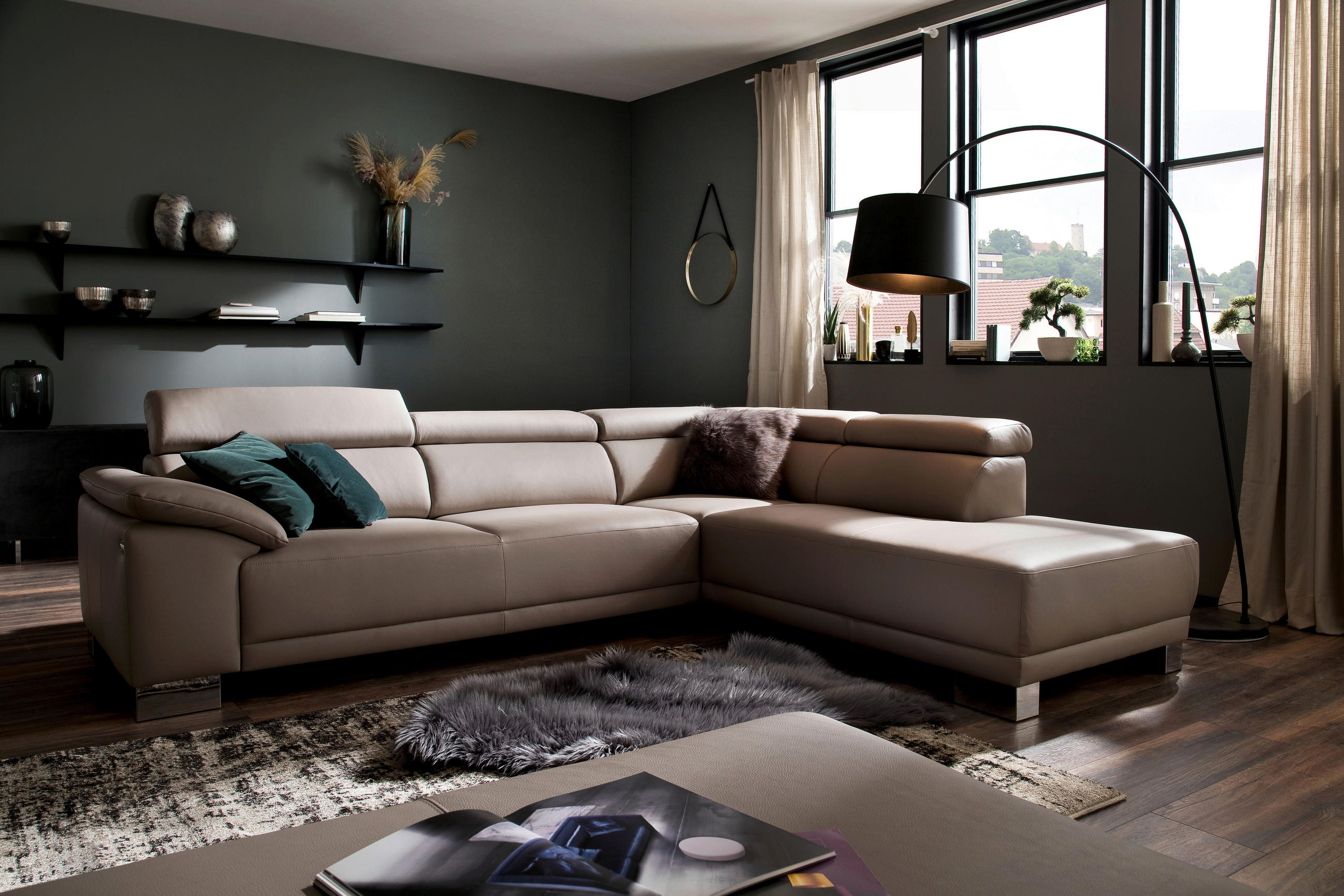 SEDEŽNA GARNITURA, pravo usnje svetlo rjava  - svetlo rjava, Design, usnje (290/205cm) - Pure Home Lifestyle