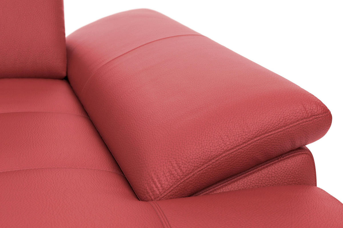 ECKSOFA COSTELLO E Rot Echtleder Nierenkissen, Armteilverstellung, Sitztiefenverstellung  - Rot/Schwarz, Basics, Leder/Textil (301/176cm) - Sit & More