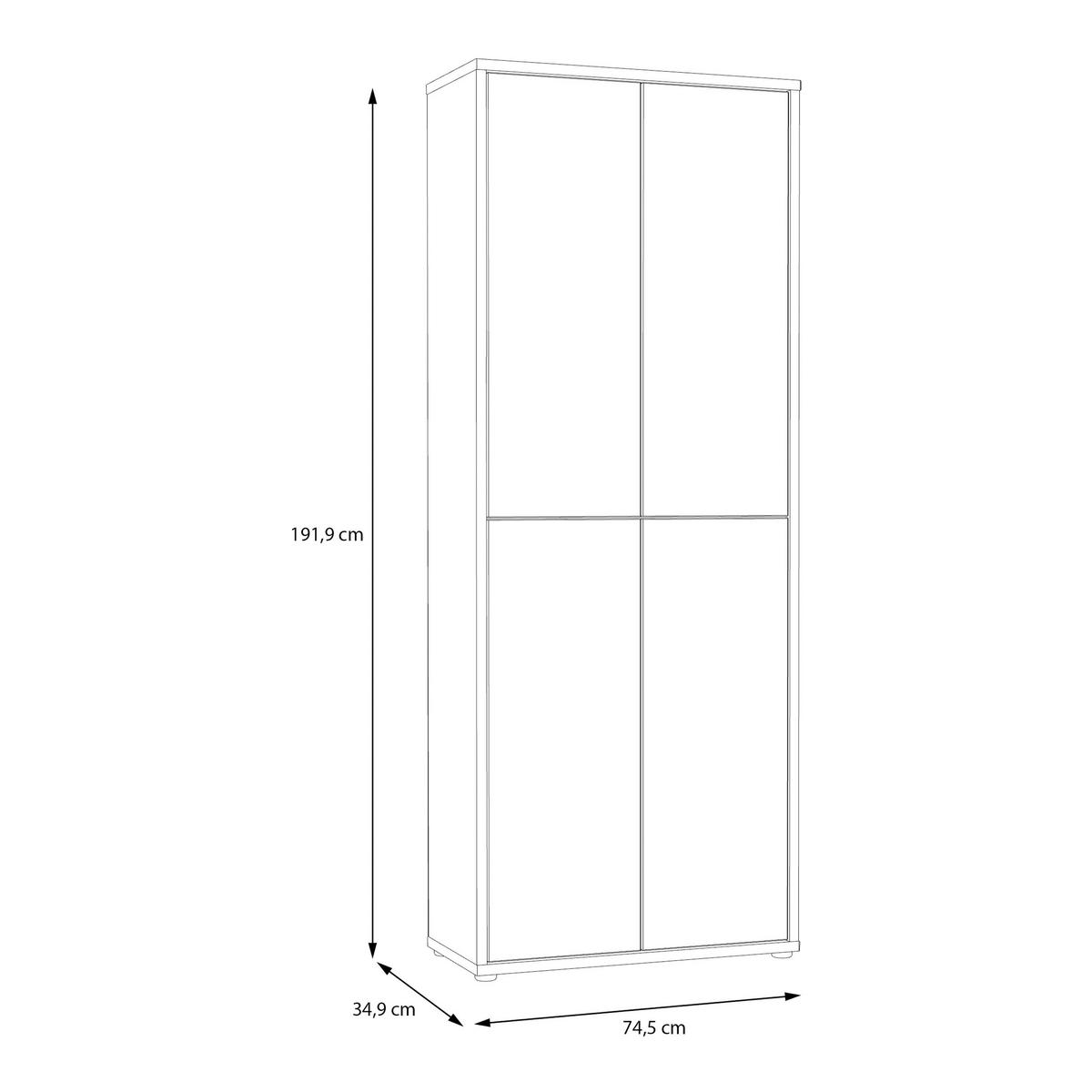SCHUHSCHRANK Hellgelb  - Hellgelb/Grau, MODERN, Holzwerkstoff/Kunststoff (74,5/191,9/34,9cm) - Carryhome
