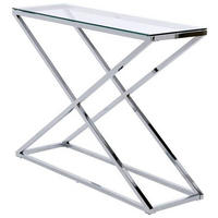 KONSOLENTISCH in Metall, Glas 100/30/74 cm   - Klar/Chromfarben, Modern, Glas/Metall (100/30/74cm) - Livetastic