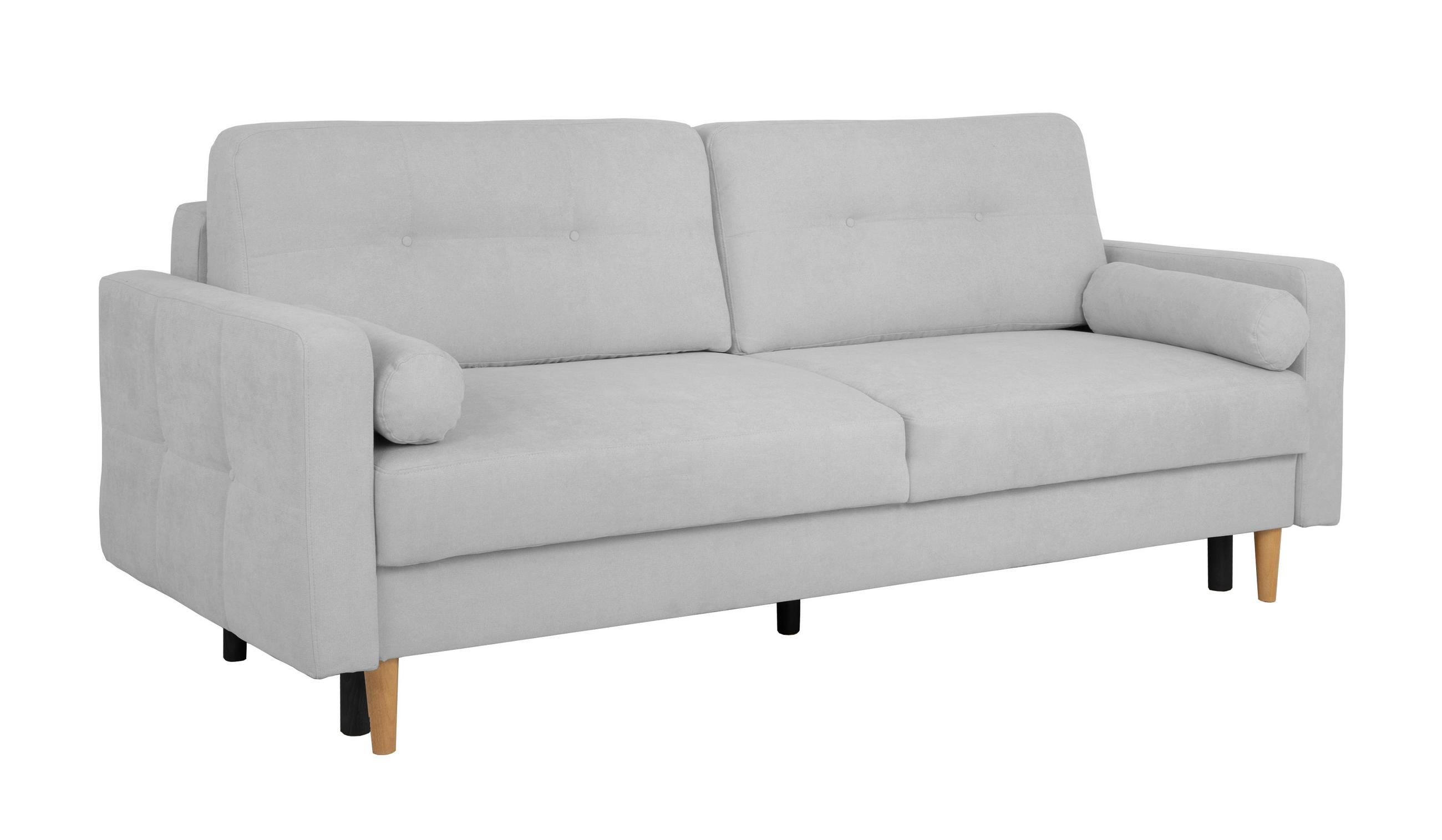 SCHLAFSOFA  mit Rücken echt Hellgrau  - Buchefarben/Hellgrau, Design, Holz/Textil (222/93/99cm) - MID.YOU