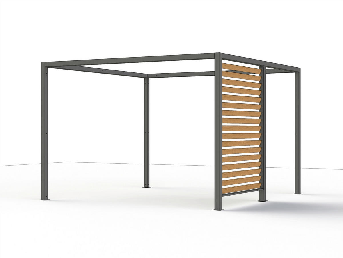 PAVILLON-SICHTSCHUTZ Holzoptik - Anthrazit/Braun, Basics, Metall (160/210/0,5cm) - Siena Garden