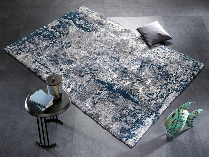 VINTAGE-TEPPICH 65/130 cm Timeline Quantum Grau, Petrol  - Petrol/Grau, Design, Textil (65/130cm) - Novel
